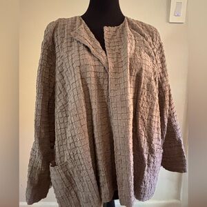 Eileen Fisher Textured Beige Cape Jacket